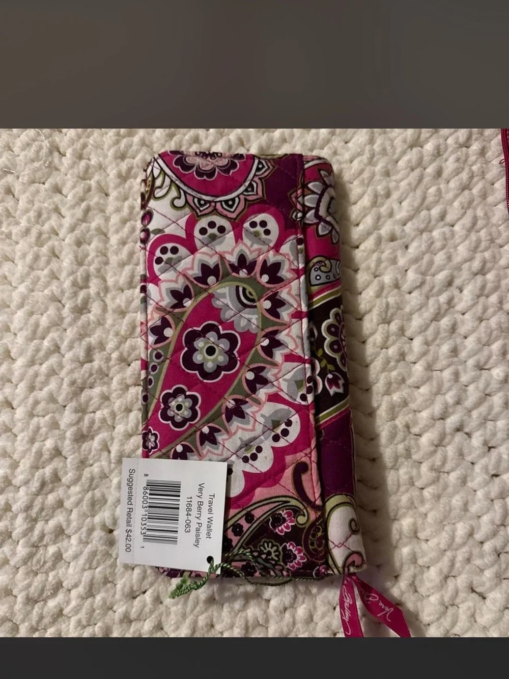 Vera Bradley Pink Paisley Quilted Tote with Matching Wallet